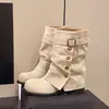 Botines Vintage de Tacón Grueso que Aumentan la Altura 2026 Nuevo Estilo Botas de Plataforma para Mujeres Bajitas Botas de Moda para Primavera y Otoño