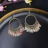 Aretes Turquesa Bohemios Europeos y Americanos Retro Búho Geométricos Atrapasueños Pluma Borla Aretes Mujeres