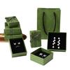 Caixa para Brincos Estilo Coreano, Caixa para Embalagem de Joias, Caixa Verde Esmaltada para Anel, Caixa para Colar, Caixa de Joias com Laço