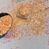 Glitter Iridescente Dourado Polarizado Semi-Transparente Brilhante para Nail Art Decoração de Resina Artesanal DIY Adesivos para Unhas