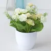 Juego de Flores Artificiales de Pie para Sala de Estar Adornos Decoración de Interiores Arte Floral de Plástico Mesa de Comedor Flor de Bonsái Pequeña Flor de Bonsái