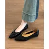Couro de Cordeiro Super Macio~Couro Genuíno Sapatos Baixos Planos Estilo Retrô Francês Design Único Feminino Slip-on Sapatos de Vovó Pequenos Sapatos de Couro
