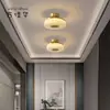 Nueva luz de balcón de estilo chino totalmente de cobre, luz para pasillo y recibidor, lámpara de techo pequeña minimalista nórdica para dormitorio, luz para pasillo de entrada
