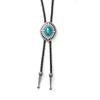 Polo tie vintage sweater corrente de metal pétala pintada a óleo personalidade colar bolo tie couro high-end versátil