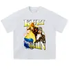Top Lavado Estampado Retro Cantante Estrella Vintage Flor Frita Chaleco de Manga Corta Talla Grande Ropa Transfronteriza para Hombres y Mujeres