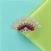 Estilo antiguo imitación perla azul quemado abanico plegable accesorios de aleación con goteo de aceite accesorios para el cabello diy piezas de flores que se mueven con el paso del tiempo colgantes materiales hechos a mano