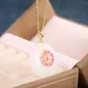 Collar de estilo étnico en plata s925 con incrustaciones de esmalte y flor de cerezo, colgante con hebilla de seguridad de jade hetiano natural