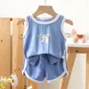 Conjunto de Chaleco Delgado de Seda de Hielo de Verano para Niños, Conjunto de Dos Piezas sin Mangas y Shorts para Niños y Niñas, Conjunto de Verano para Bebés Estilo Coreano
