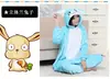 Macacão Infantil Cartoon Animal Outono Inverno Coelho Azul Flanela Unissex Roupa de Casa Quente Com Capuz Versão Espessa