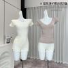 Abrigo de deseo puro manga corta de mosca ~ primavera y verano francés cuello en V cintura corta de punto camiseta para mujer