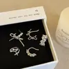Diseño Estrella Lazo Perla Circonita Clip para Oreja Femenino Elegante Nicho Exquisito Pendientes Versátiles sin Pendientes Pendientes