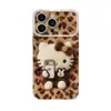Gato Retro Adecuado para Funda de Teléfono Móvil Serie Apple 17 Iphone15 Piel de Cabra Galvanizada 16 Otoño e Invierno 14Promax Mujer