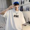 Preço de fábrica Venda Direta Damasco Americano High Street Manga Curta T-Shirt Moda Verão Masculino hiphop Duffian Shuai oversize