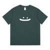 Nueva camiseta de manga corta de algodón grueso para mujer, camiseta informal de verano con estampado de media manga y carita sonriente para estudiantes.