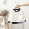 Cardigã de Tricô Trançado para Meninos Outono Roupa Suéter de Bebê Inverno Infantil Suéter Casaco Bordado Estilo Coreano Tendência Crianças