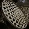 Criba redonda de bambú con agujeros para secado doméstico de productos secos, estante de bambú para restaurante de hot pot para colocar platos, criba redonda hueca de bambú sin agujeros