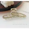 Pasador Hebilla de Sombrero Pin Pinza Pinza de Agarre con Perlas y Pedrería Clip de Tiburón Grande para la Parte Posterior de la Cabeza Estilo Coreano Elegante para Mujer