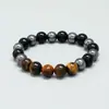 Pulseira de Miçangas Artesanal Simples e Artística de Pedra Olho de Tigre, Joia Versátil Masculina, Pulseira de Pedras Olho de Tigre Ousada