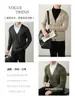 Lujo Ligero y Cálido Suéter de Punto Engrosado Lavable a Máquina Chaqueta para Hombre Otoño e Invierno 2026 Cárdigan de Punto de Cuello V de Gama Alta
