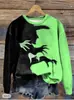 Nuevo Sudadera de Talle Grande para Mujer de Amazon Transfronterizo Estilo Cuello Redondo Halloween Bruja Estampado 3D Europa y América