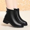 Zíper Lateral Conveniente Botas Simples de Couro Femininas Estilo Joker Estilo Campus Botas Curtas Forradas com Lã Outono e Inverno Couro Macio Bico Redondo Botas da Moda