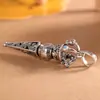 Colgante de Plata S925 Mortero y Vajra con Amuleto del Mantra de Seis Palabras para la Paz, Estilo Vintage