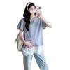 Vestido de Verano para Mujeres Embarazadas Moda Elegante Nuevo Estilo Diseño de Camiseta de Manga Corta para Mujeres Embarazadas Sentido del Diseño Encaje Holgado Delgado Top