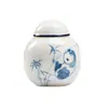 Tarro de Té de Porcelana Blanca Pintado a Mano de las Dinastías Tang y Song, Juego de Té Kung Fu, Color Bajo Vidriado, Panda Jugando con Bambú, Mini Tarro de Polvo, Tarro de Almacenamiento para Uso Doméstico