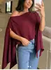 Transfronterizo 2025 Amazon Comercio Exterior Europeo y Americano Mujer Casual Hombro Caído Manga Murciélago Elegante Color Sólido Top