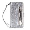Funda para teléfono móvil LG K10 2018 con billetera y tapa abatible, multifuncional, con purpurina y cremallera, compatible con K8 2017.