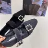 Sapatos Plataforma Mary Jane de Inverno para Mulheres com Salto Oculto de 3cm, Fivela Quadrada, Strass, Estilo Chanel, Salto Grosso, Slip-On, Forrados com Lã, Estilo Francês