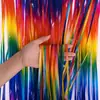 Nuevas cortinas de seda de lluvia color macarrón 2026, suministro directo del fabricante, especializado en la producción de cortinas de seda de lluvia en varios estilos y colores degradados