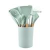 Conjunto de Utensílios de Cozinha de Silicone com 12 Peças e Cabos de Madeira, Balde de Armazenamento, Espátula, Colher, Ferramentas de Cozinha, Conjunto de Panelas Antiaderentes, Resistente a Altas Temperaturas