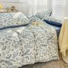 Conjunto de cuatro piezas de algodón lavado de grado materno e infantil de clase A, funda de edredón de hilo de doble capa, sábana para dormitorio, conjunto de tres piezas, ropa de cama para el hogar, funda de cama 4