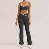 Traje de Yoga Cruzado de Color Contrastante Transfronterizo de Cintura Alta Ajustado Sin Espalda Traje Deportivo Nude para Correr Fitness Yoga para Mujer