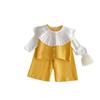Conjunto de Suéter de Otoño para Niñas 2025 Nuevo Cardigan Chaleco Bufanda Pantalones Sueltos Elegantes Conjunto de Tres Piezas