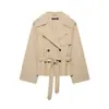 Ropa de mujer de comercio exterior europeo y americano ZA transfronteriza, popular en AliExpress, elegante gabardina de otoño con cinturón y hombreras