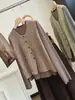 Colete Tricot Vintage Mesclado Solto Gola V para Mulheres Camiseta de Manga Longa Camada Conjunto de Duas Peças Outono Novo Moda Estilo Coreano