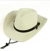 Chapéu de Cowboy Ocidental Dobrável para Homem com Tira de Couro Chapéu de Sol de Palha para Praia Chapéu Jazz Versátil 72