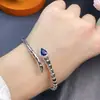 Pulsera de Zafiro Natural Piedra Desnuda 5*7mm Plata S925 Seiko Incrustado Zafiro Natural Soporte de Detección