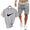 Traje deportivo informal de manga corta con camiseta de manga corta y parte superior de algodón para hombre de verano transfronterizo en stock