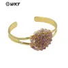 WT-B642 nuevo colgante de piedra preciosa con cuentas de colores diseño hueco de latón 18K pulsera ajustable para mujer