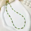 Moderna cadena de clavícula para mujer con cuentas naturales de mar, ágata verde oxidado en cubo, cadena de cuentas de azúcar, exquisita de alta calidad