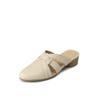 Jinbukang cm/piel de oveja/verano Baotou medias zapatillas de mujer de moda versátiles fondo suave fideos suaves con cuero romano de verano