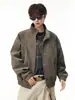 Jaqueta de Motociclista de Couro PU com Gola Alta Desconstruída Americana Masculina Outono Nova Chegada Marca Tendência Design Elevado Streetwear Cool de Malandro Jaqueta de Couro Peça de Roupa Exterior