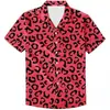 Camisa de Manga Curta Estilo Japonês Personalizada Estampa de Leopardo Manga Curta Impressão Digital Masculina Toque de Alto Padrão Camisa Não Amassa Elástica em Quatro Direções Masculina