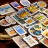 Momo Stickers Serie Pintura Famosa Museo Marco Estilo Europeo Paisaje Retro Pegatinas Decorativas DIY 2 Hojas 6 Diseños