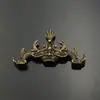 Porta-canetas de cobre antigo padrão tridimensional de corpo de dragão estudo Quatro Tesouros da escrita caneta pequena forma ornamentos presentes de feriado