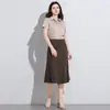 Saia Elegante de Corte A Transfronteiriça, Saia com Drapeado e Recortes de Cintura Alta Emagrecedora, Saia Feminina de Cor Pura de Alto Padrão para o Trabalho