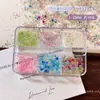 Acessórios para Nail Art de 6 Compartimentos Contas Redondas Pequenas de Vidro Aurora Contas de Vidro Bolha de Círculo Completo de Verão Dopamina Decoração de Unhas